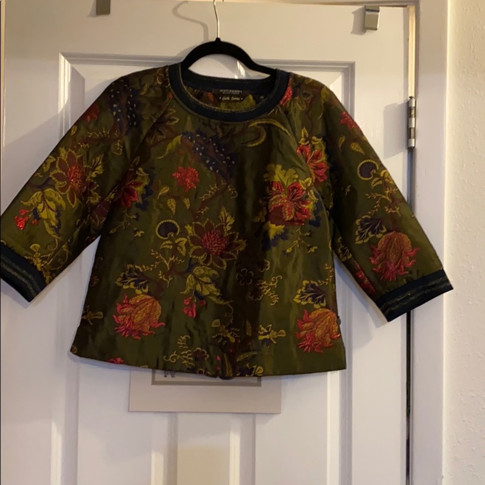 SCOTCH SODA Jacquard metallic thread crop-ish top